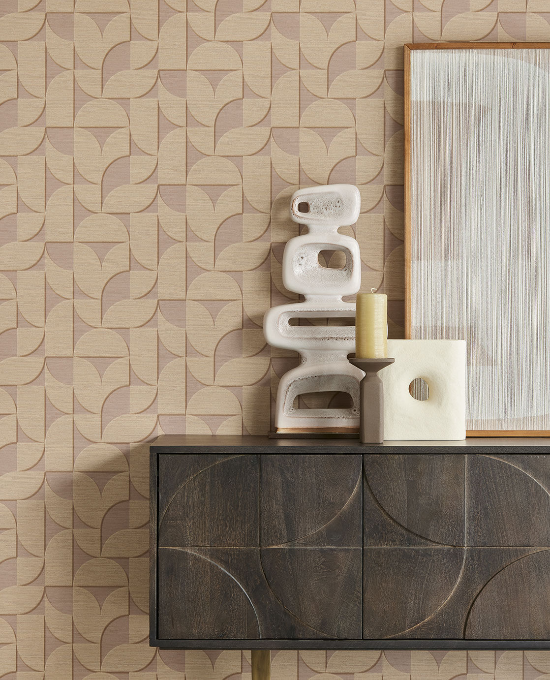333611 Geometric Arches Rose Wallpaper by Eijffinger