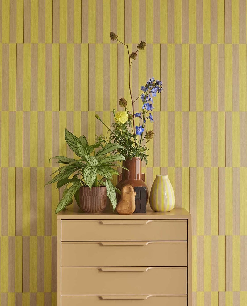333621 Offset Stripe Yellow/Peach Wallpaper by Eijffinger
