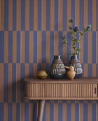 333622 Offset Stripe Brown/Indigo Wallpaper by Eijffinger