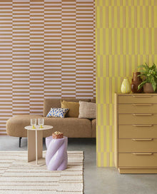 333624 Offset Stripe Pink/Brown Wallpaper by Eijffinger