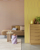 333624 Offset Stripe Pink/Brown Wallpaper by Eijffinger
