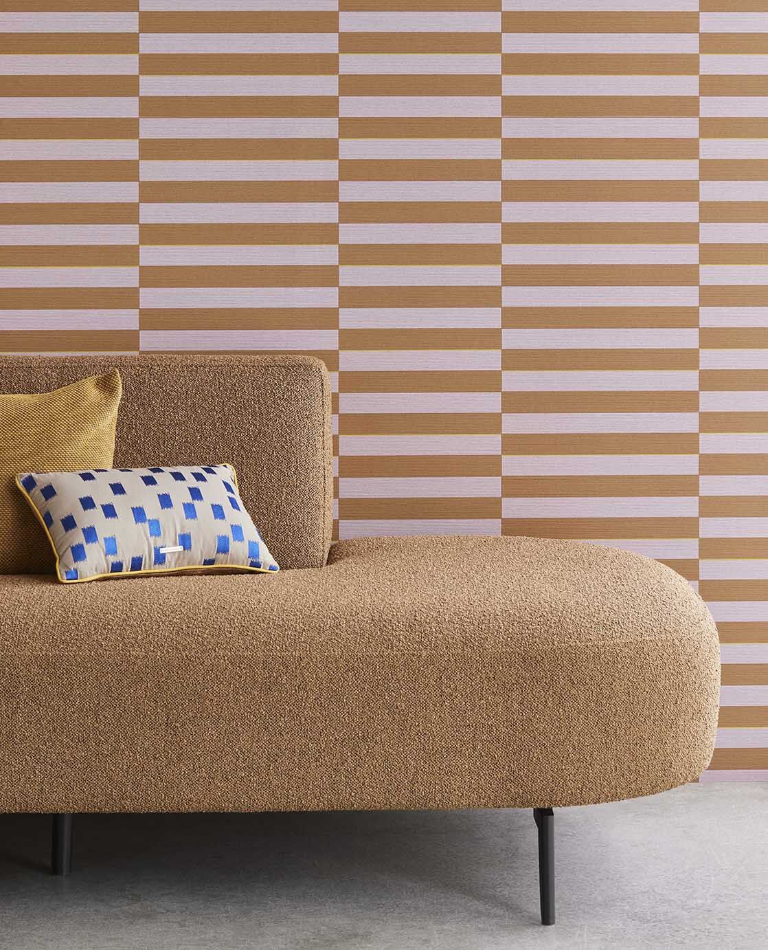 333624 Offset Stripe Pink/Brown Wallpaper by Eijffinger
