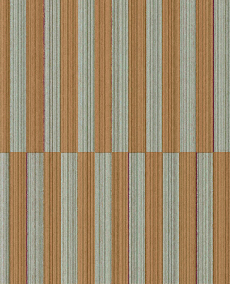 333625 Offset Stripe Sage/Brown Wallpaper by Eijffinger