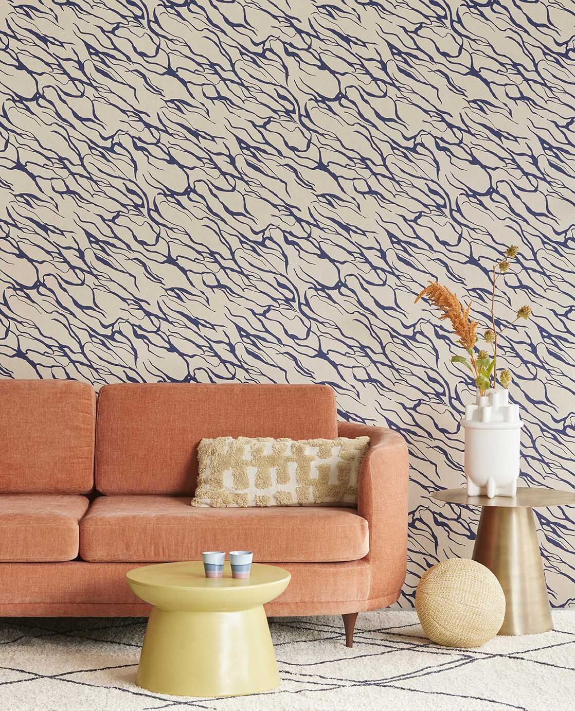 333645 Abstract Lines Indigo Wallpaper by Eijffinger