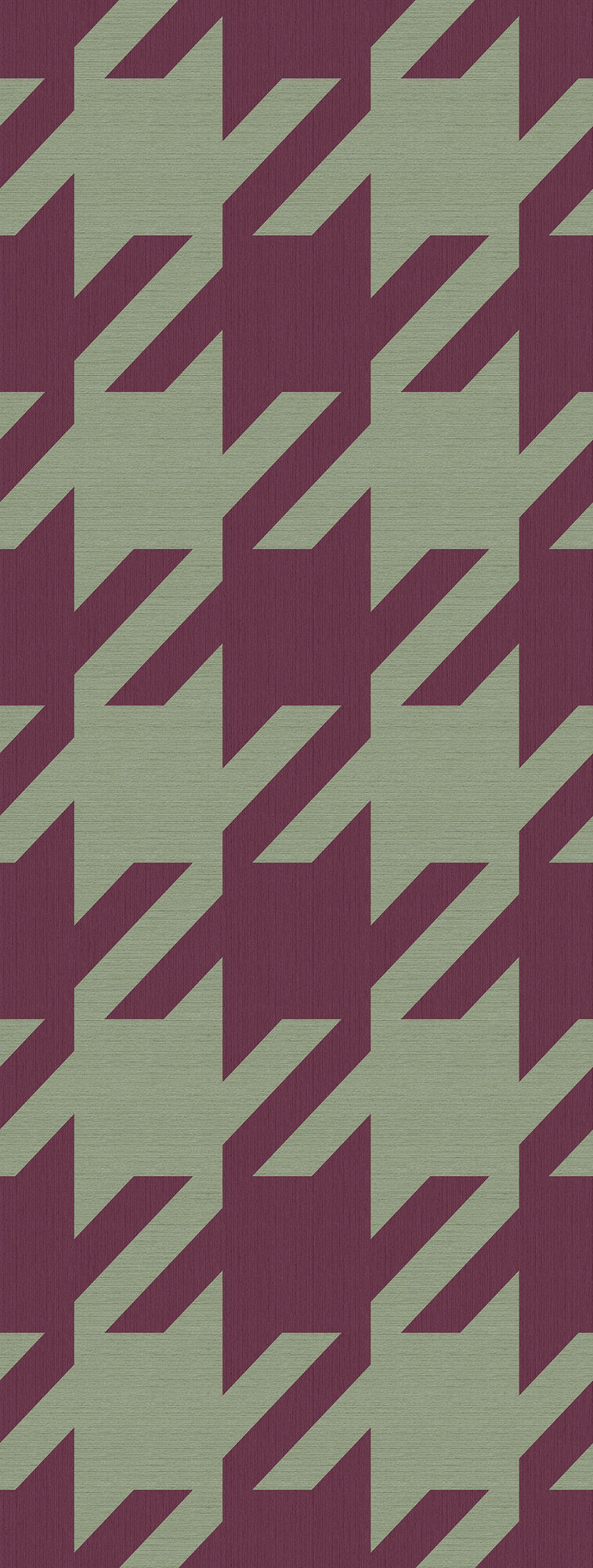 333672 Houndstooth Burgundy Pistache Mural by Eijffinger