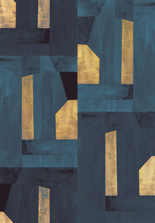 333676 Rainbow Foil Golden Blue Mural by Eijffinger