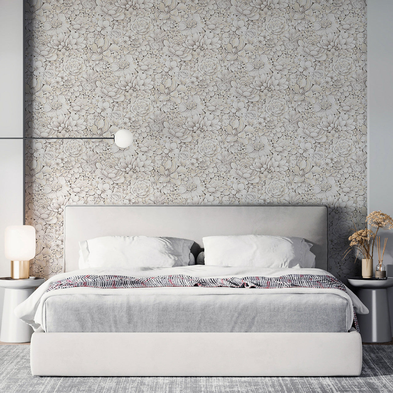 33951 Floral Texture The New Design Book Greige Wallpaper By Galerie