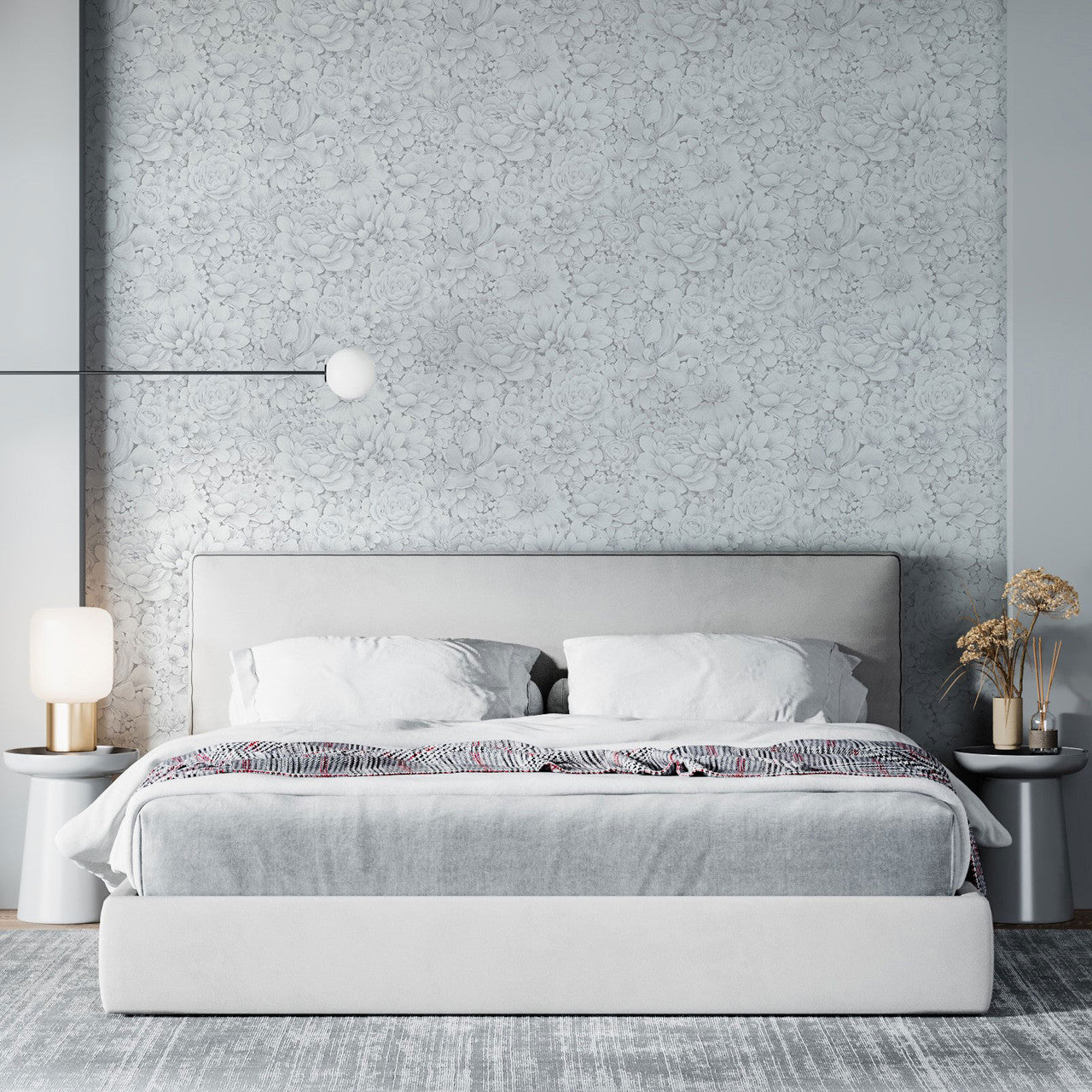 33952 Floral Texture The New Design Book White and Grey Wallpaper By Galerie