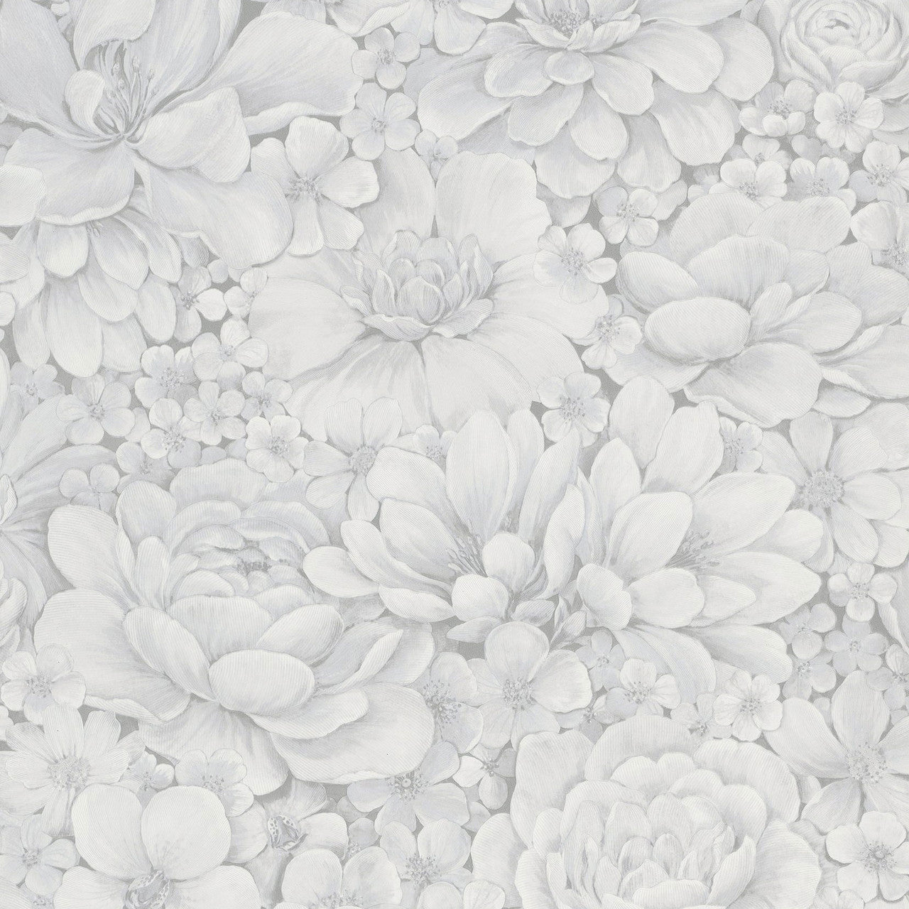 33952 Floral Texture The New Design Book White and Grey Wallpaper By Galerie