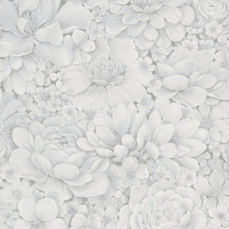 33952 Floral Texture The New Design Book White and Grey Wallpaper By Galerie