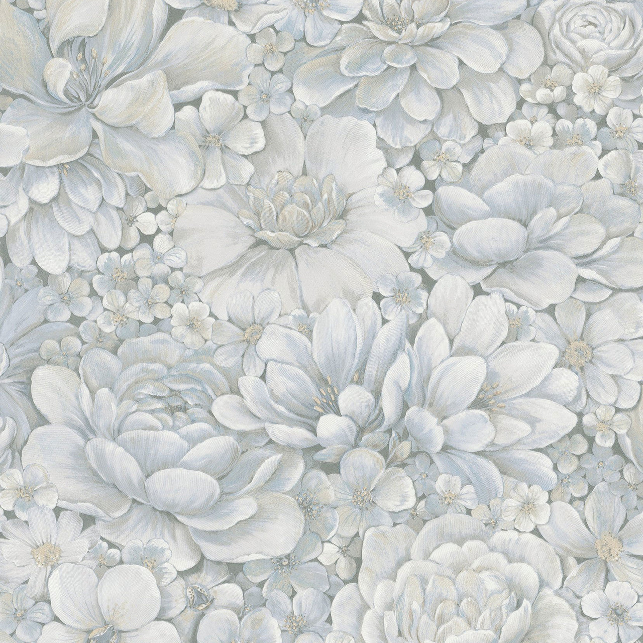 33953 Floral Texture The New Design Book Blue and Grey Wallpaper By Galerie