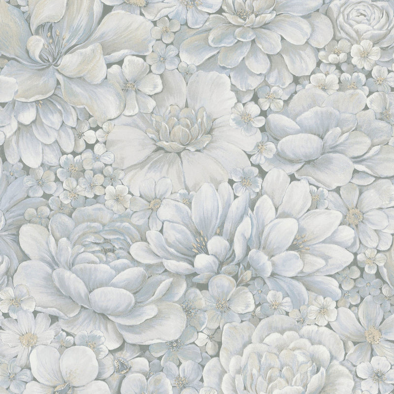 33953 Floral Texture The New Design Book Blue and Grey Wallpaper By Galerie