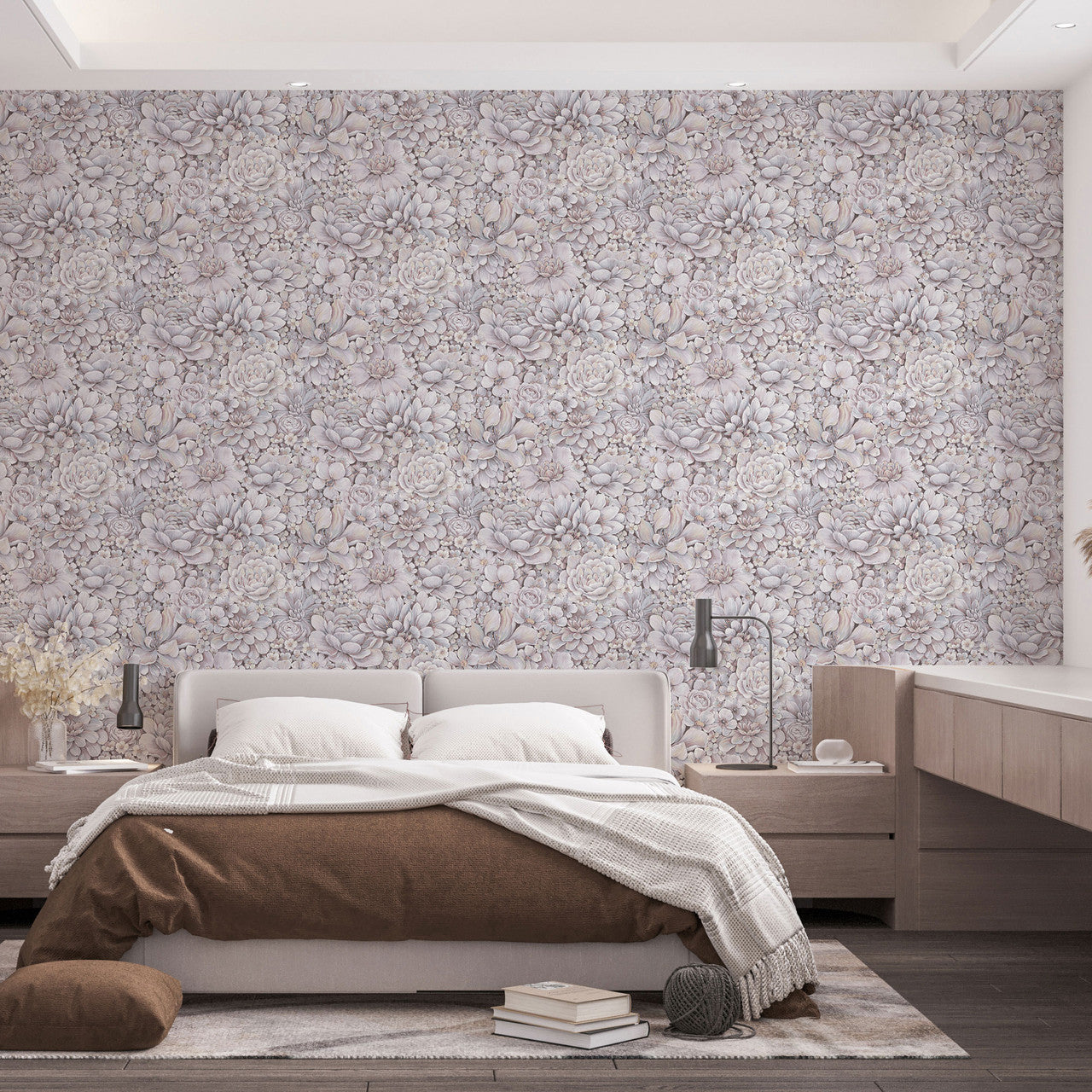 33954 Floral Texture The New Design Book Pink and Grey Wallpaper By Galerie