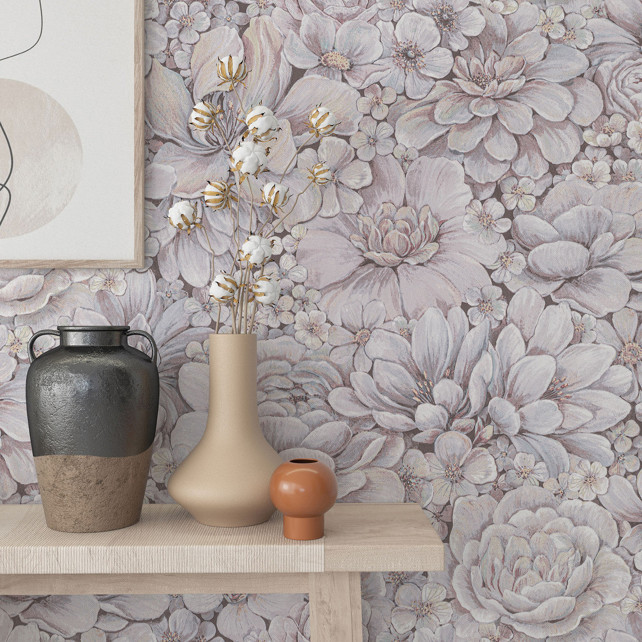 33954 Floral Texture The New Design Book Pink and Grey Wallpaper By Galerie
