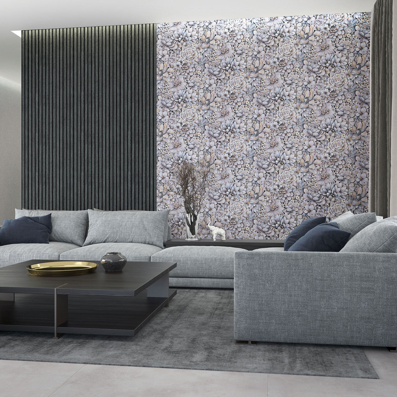 33955 Floral Texture The New Design Book White and Grey Wallpaper By Galerie
