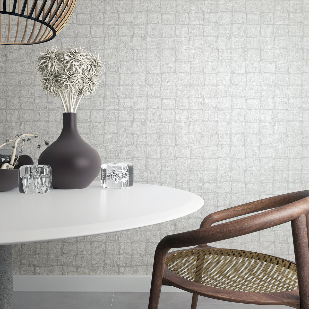 Eden Tile Grey Wallpaper By Galerie