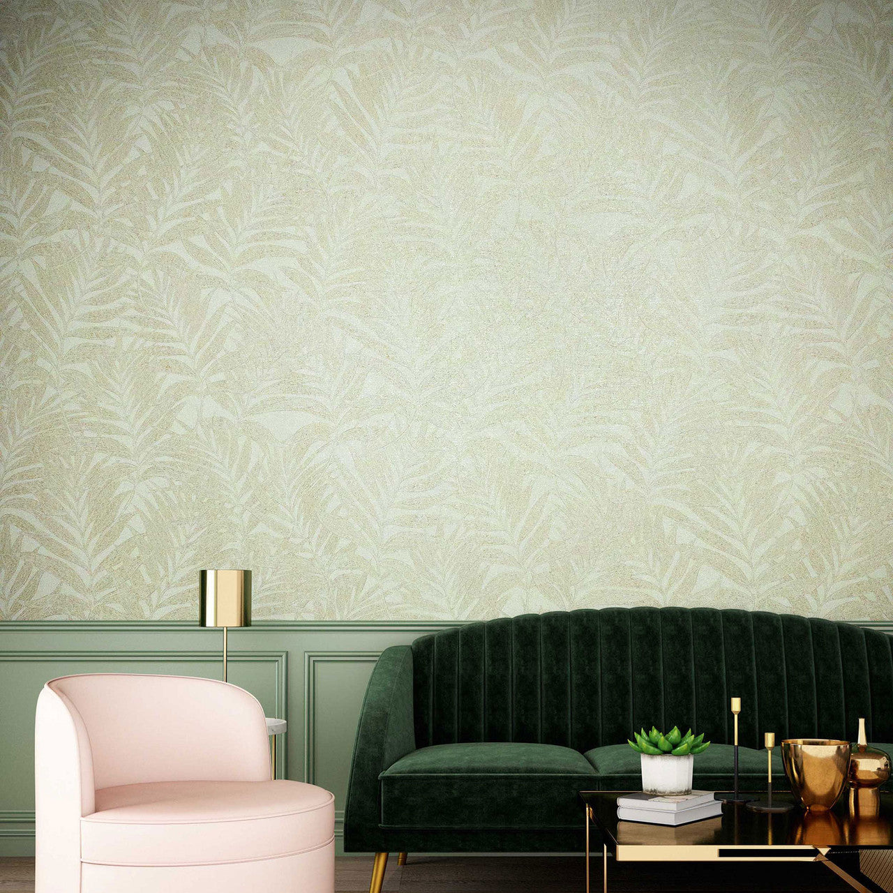 34003 Tree Leaf The New Design Book Green and Beige Wallpaper By Galerie