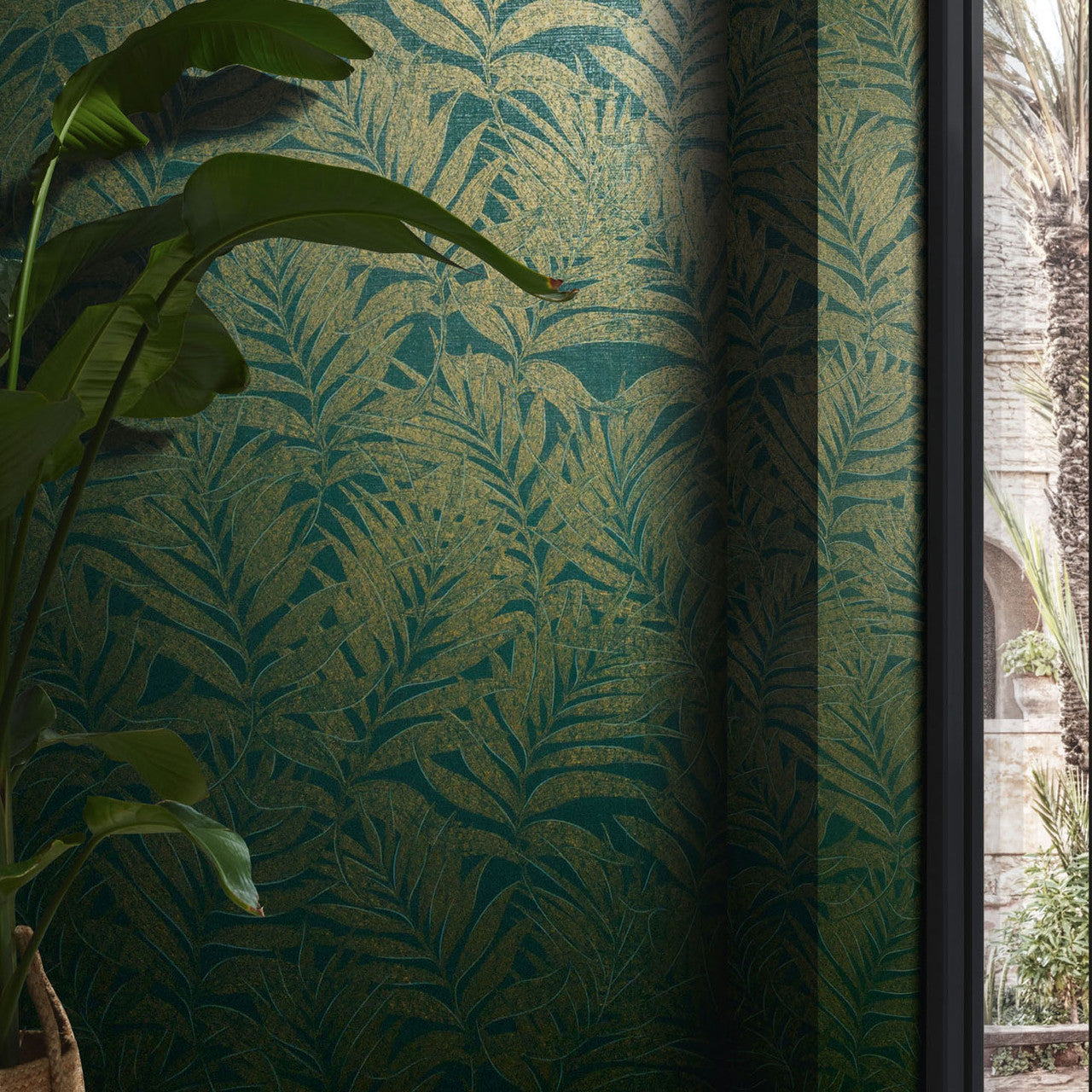 34007 Tree Leaf The New Design Book Green and Gold Wallpaper By Galerie
