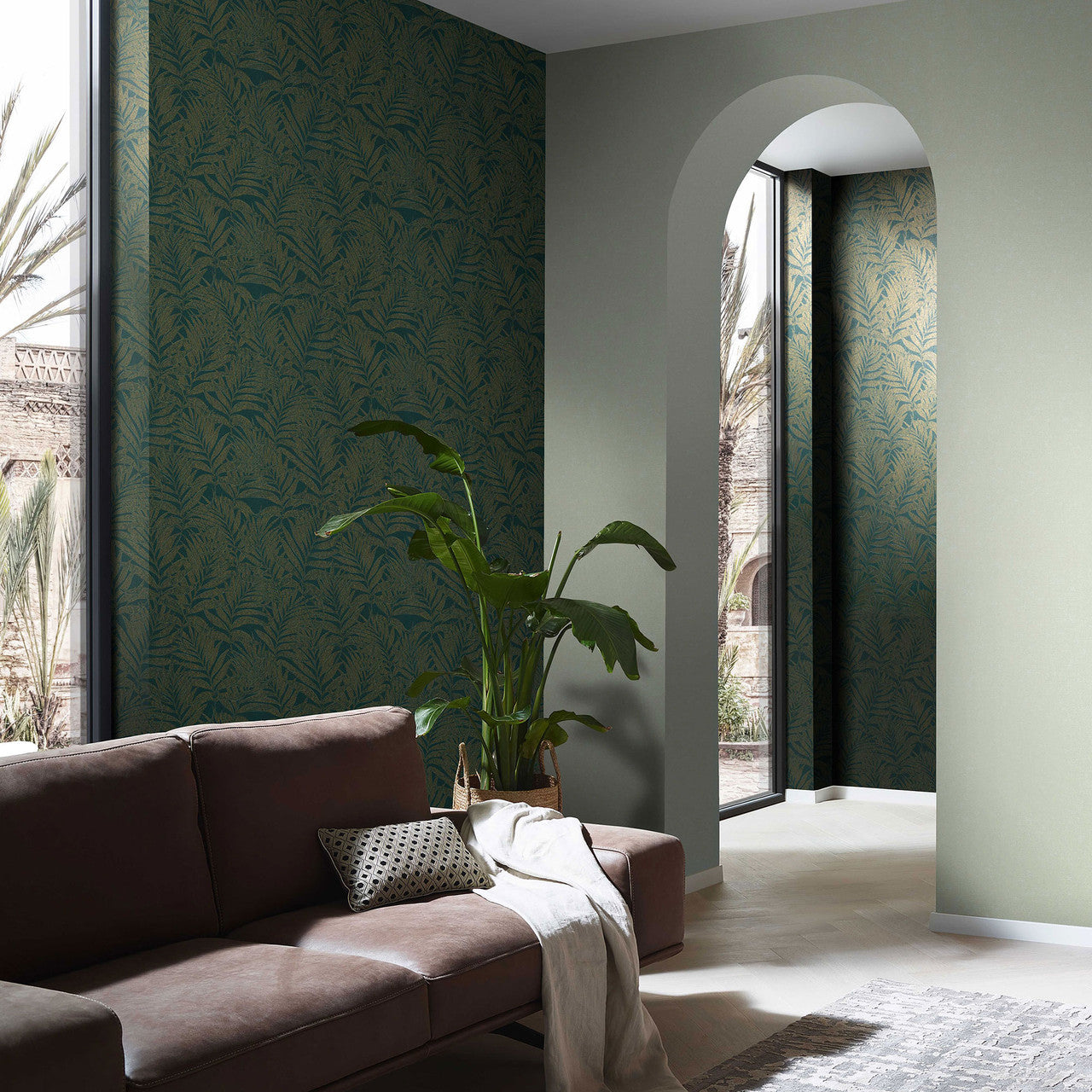 34007 Tree Leaf The New Design Book Green and Gold Wallpaper By Galerie
