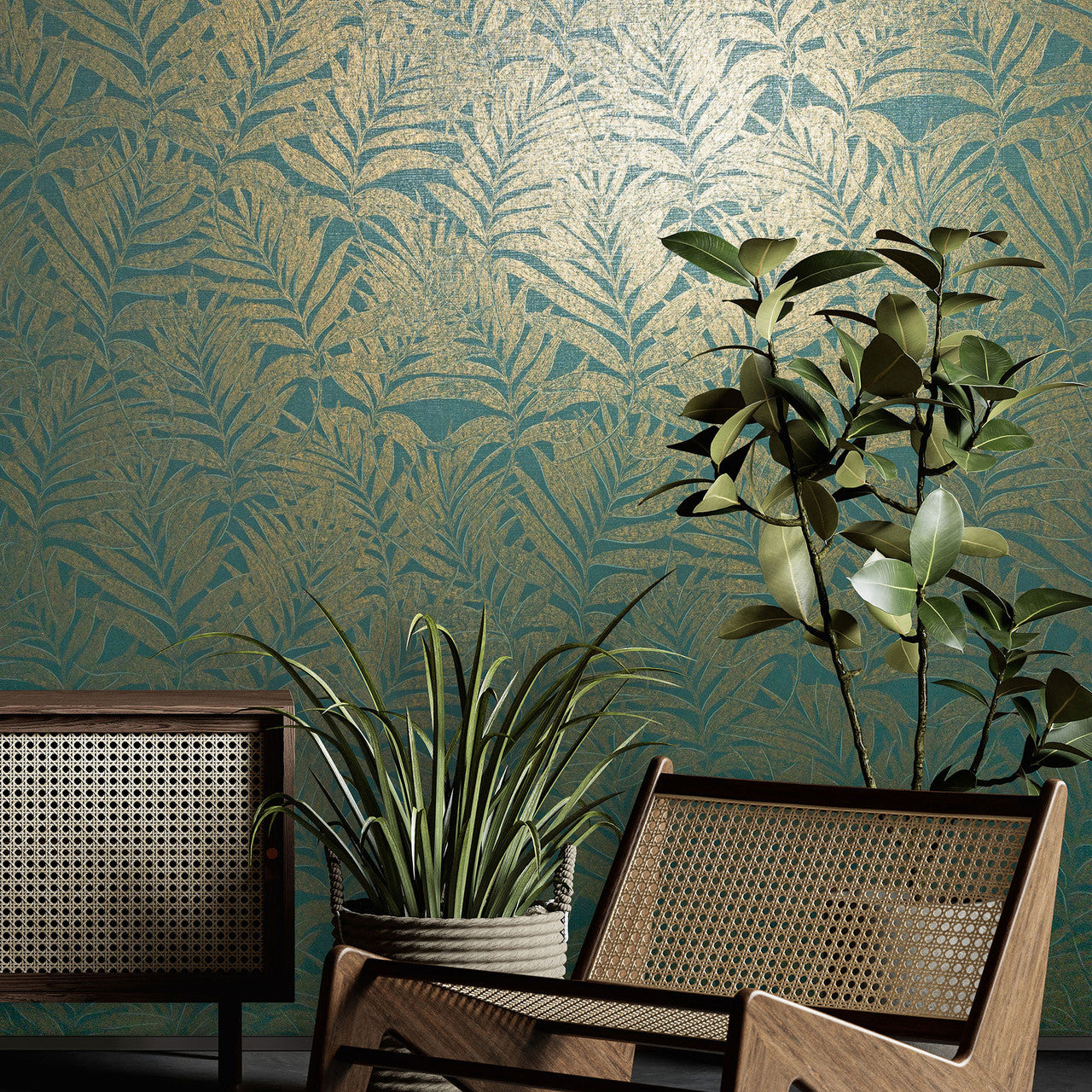 34007 Tree Leaf The New Design Book Green and Gold Wallpaper By Galerie