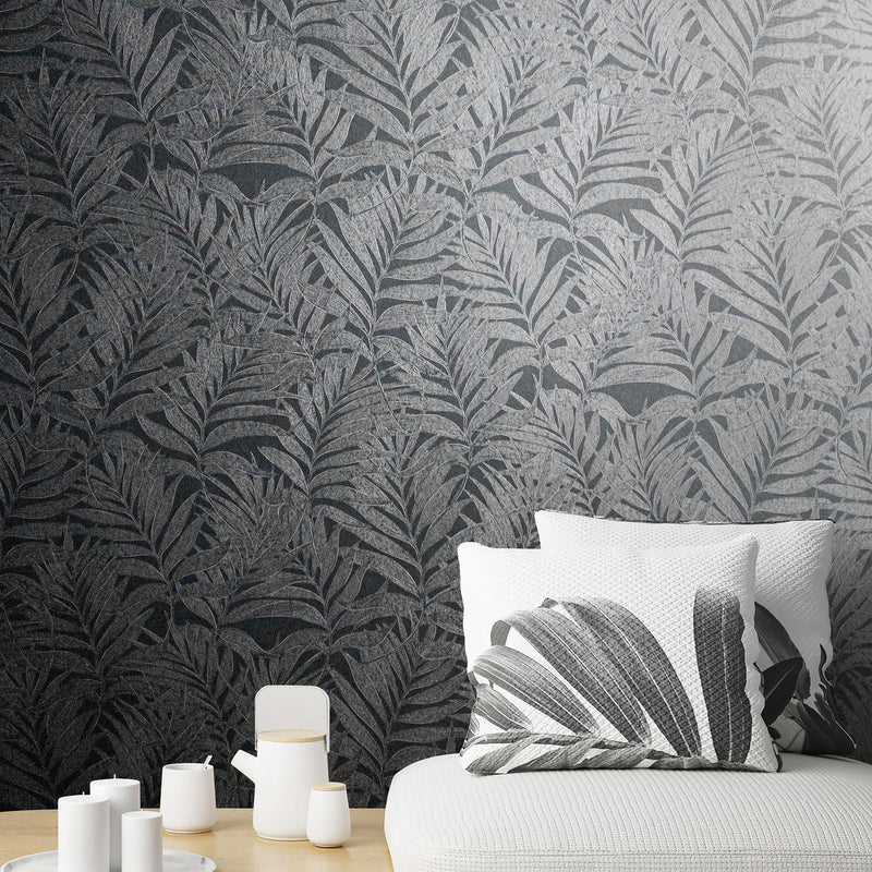 34008 Tree Leaf The New Design Book Black, Silver and Pink Wallpaper By Galerie