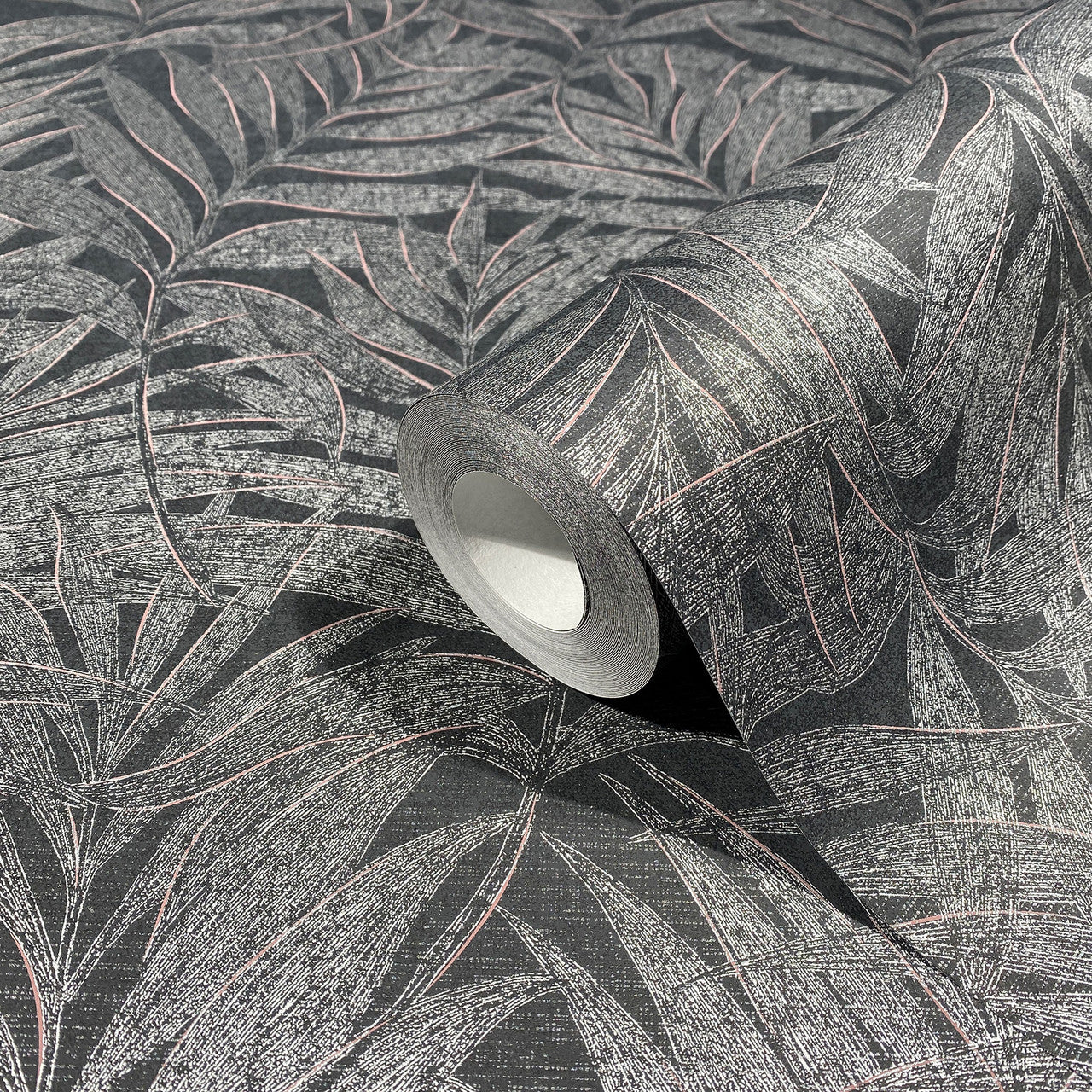 34008 Tree Leaf The New Design Book Black, Silver and Pink Wallpaper By Galerie