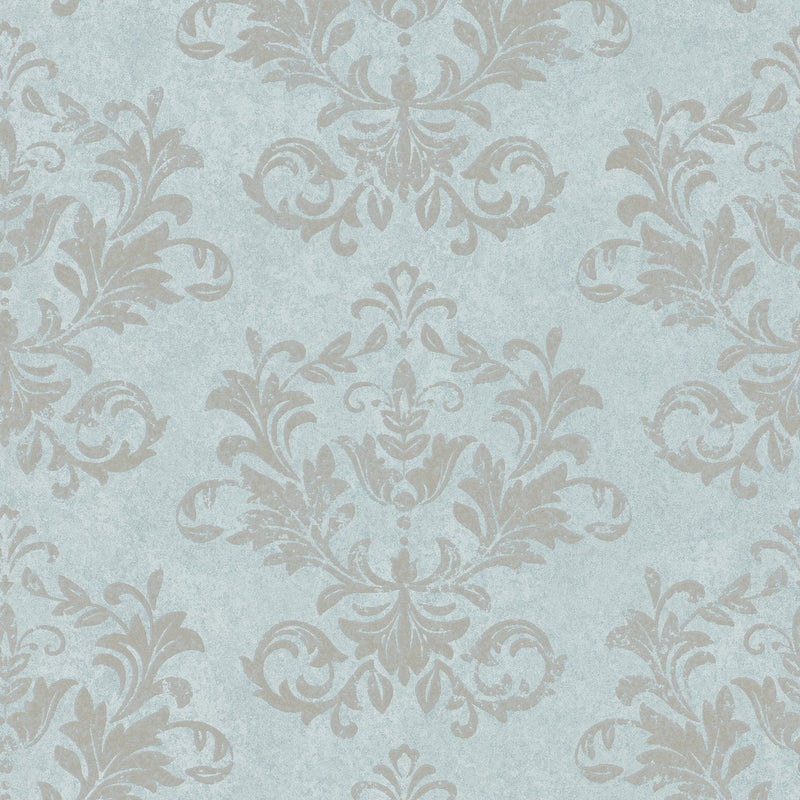 34009 Damask The New Design Book Blue and Grey Wallpaper By Galerie