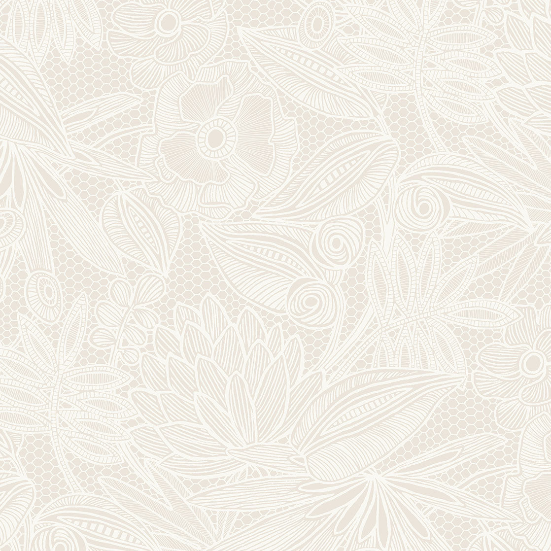 340110 Floral Lace White Gilded Wallpaper by Eijffinger