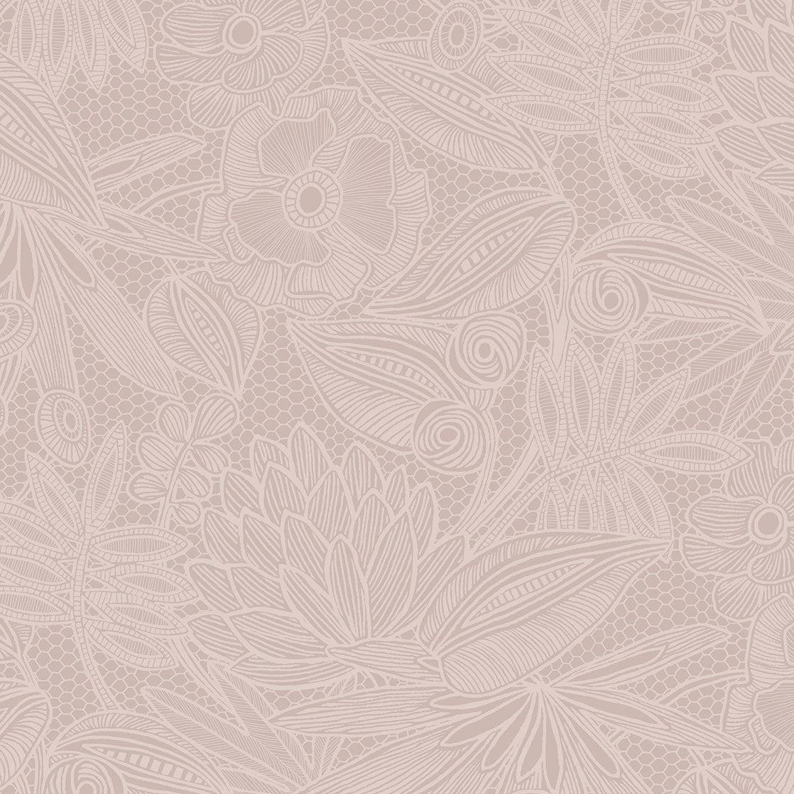 340111 Floral Lace Pink Gilded Wallpaper by Eijffinger