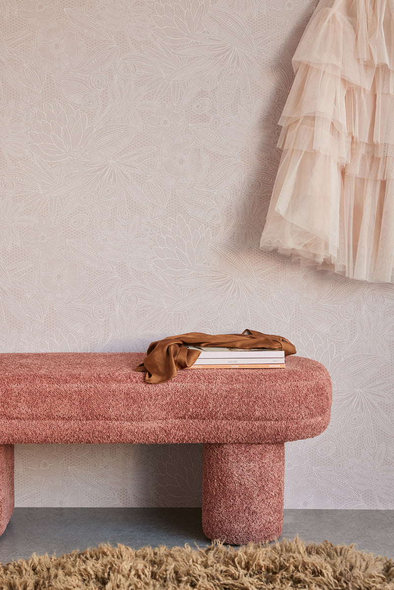 340111 Floral Lace Pink Gilded Wallpaper by Eijffinger