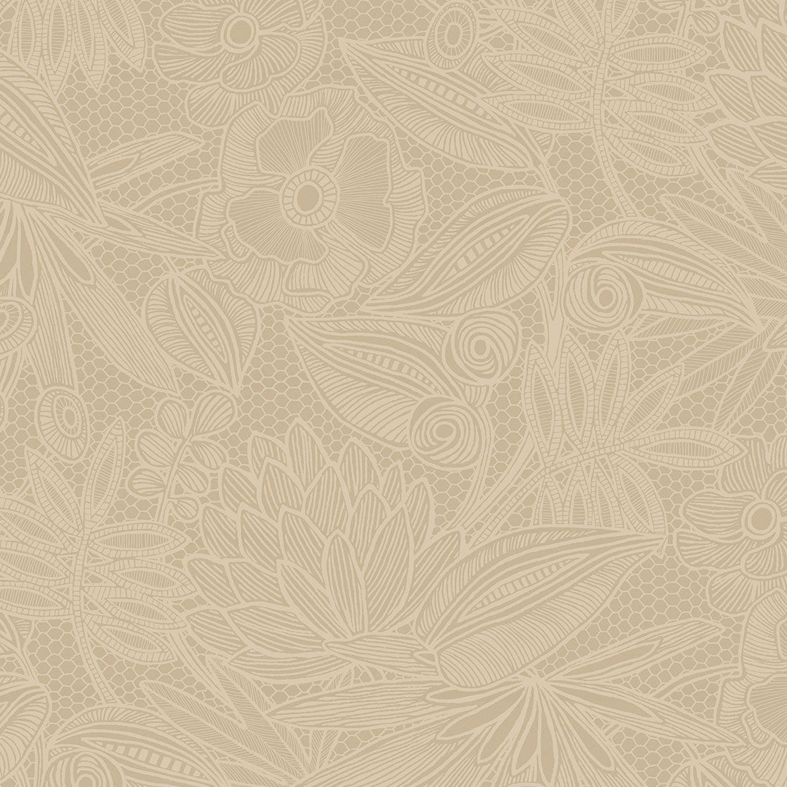 340112 Floral Lace Sand Gilded Wallpaper by Eijffinger