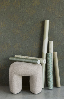 340113 Floral Lace Green Gilded Wallpaper by Eijffinger