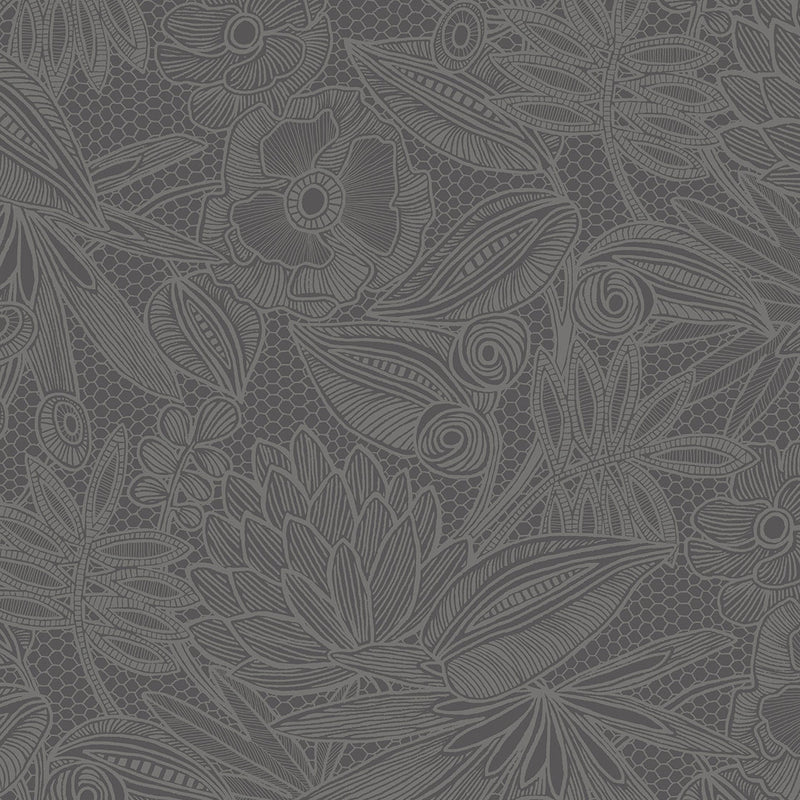 340114 Floral Lace Grey Gilded Wallpaper by Eijffinger