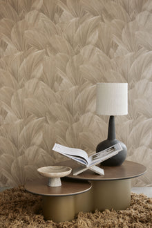 340121 Abstract Leaves Taupe Gilded Wallpaper by Eijffinger