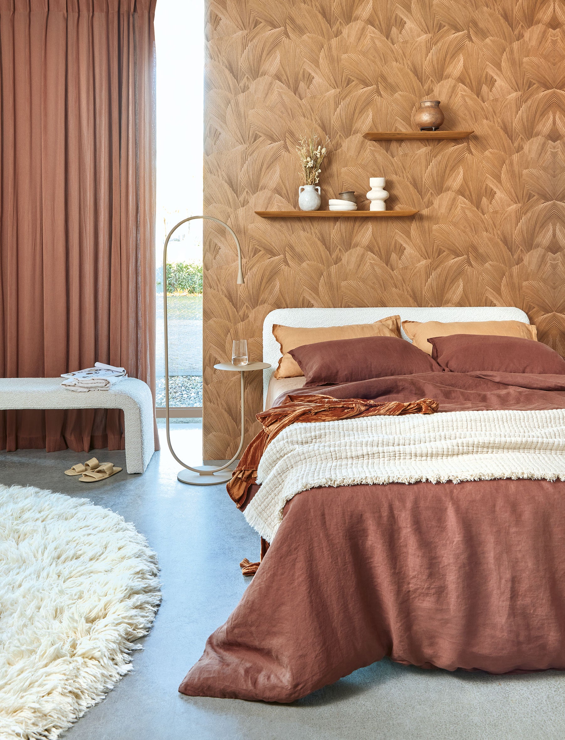 340123 Abstract Leaves Copper Gilded Wallpaper by Eijffinger