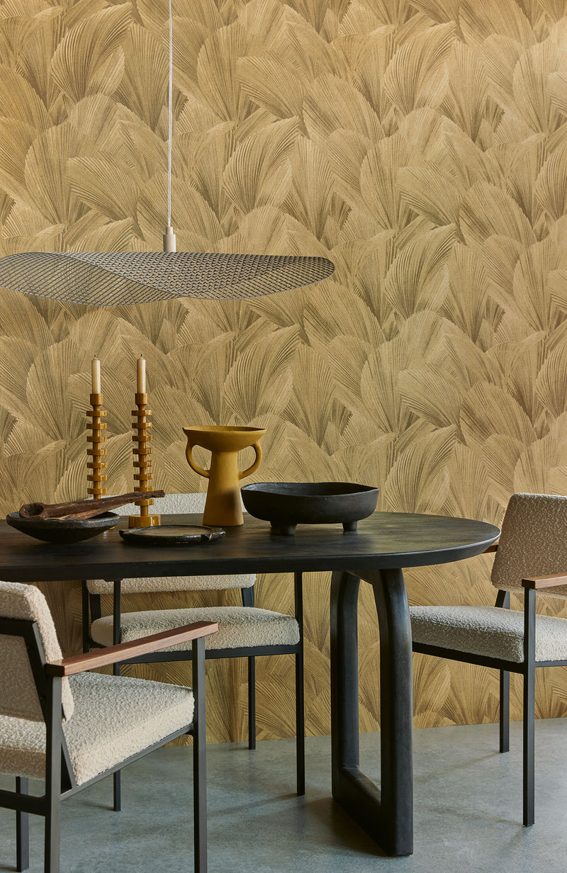 340124 Abstract Leaves Gold Gilded Wallpaper by Eijffinger