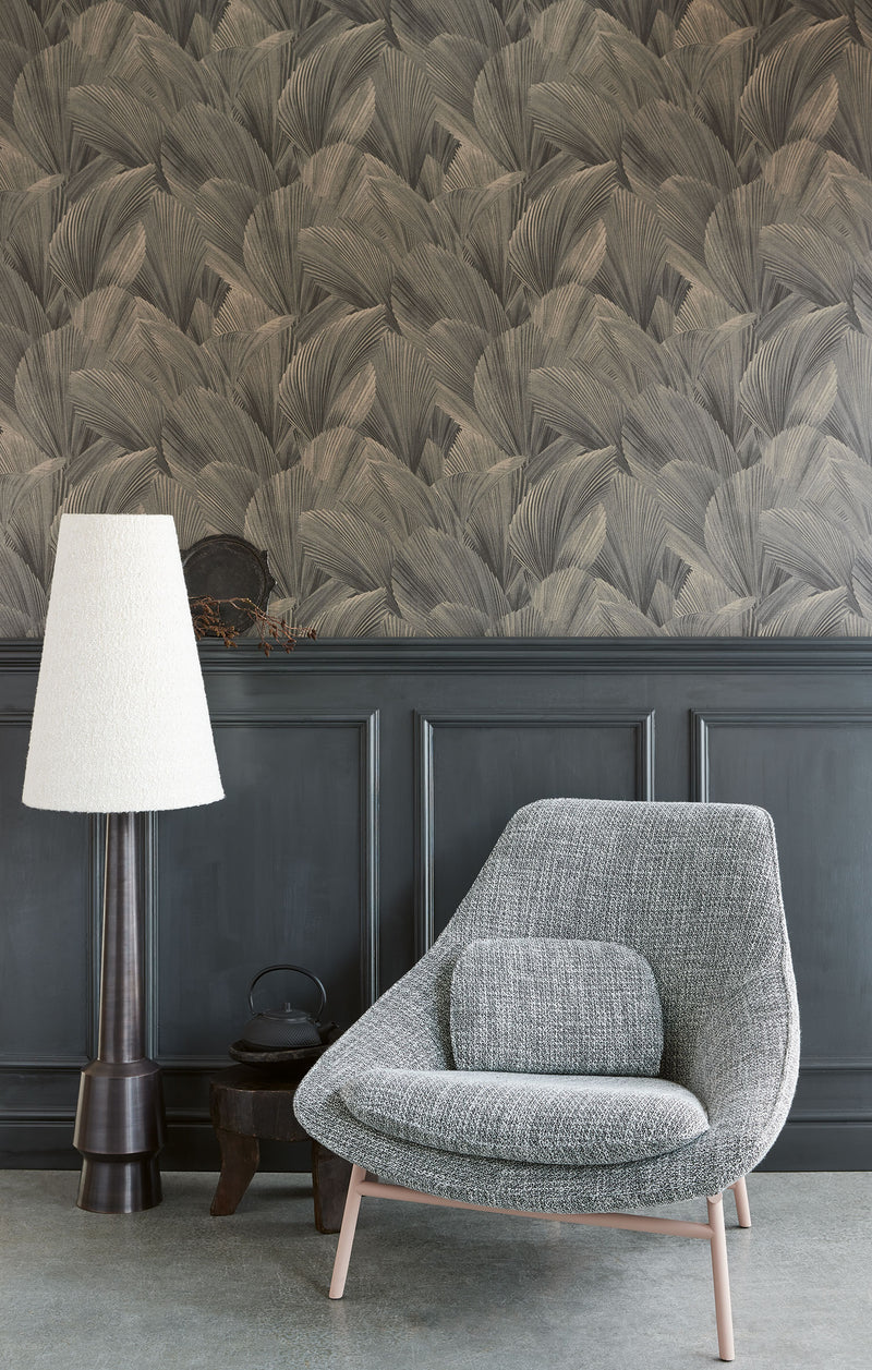 340126 Abstract Leaves Brown Gilded Wallpaper by Eijffinger