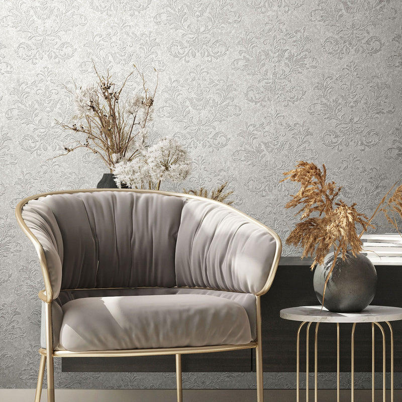 34012 Damask The New Design Book Greige Wallpaper By Galerie