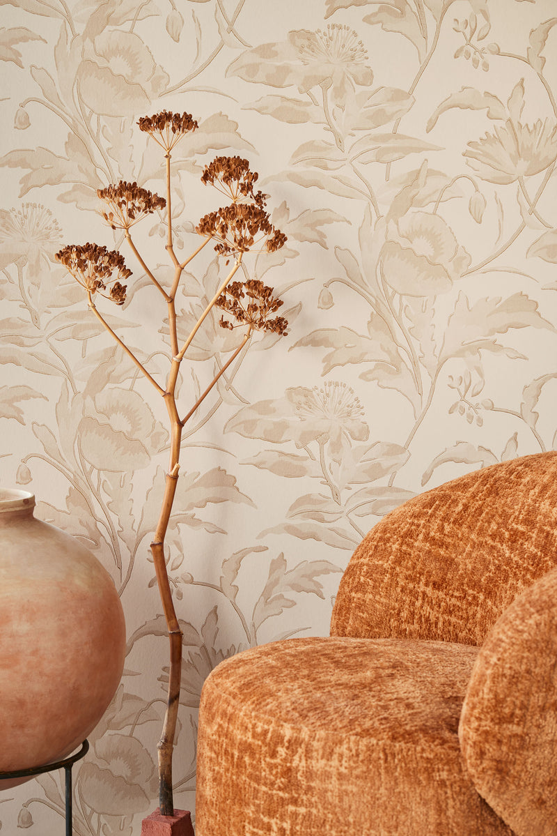340131 Meandering Floral Pink Gilded Wallpaper by Eijffinger