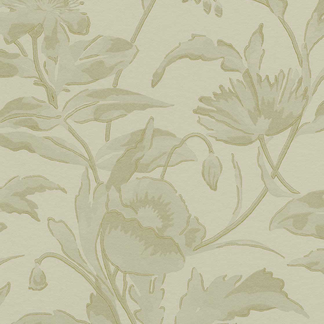 340133 Meandering Floral Green Gilded Wallpaper by Eijffinger