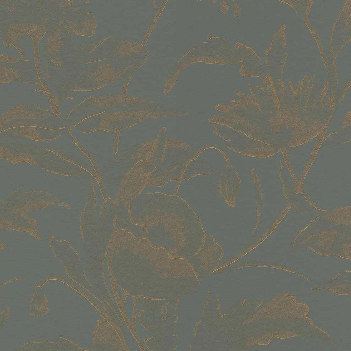 340134 Meandering Floral Blue Gilded Wallpaper by Eijffinger