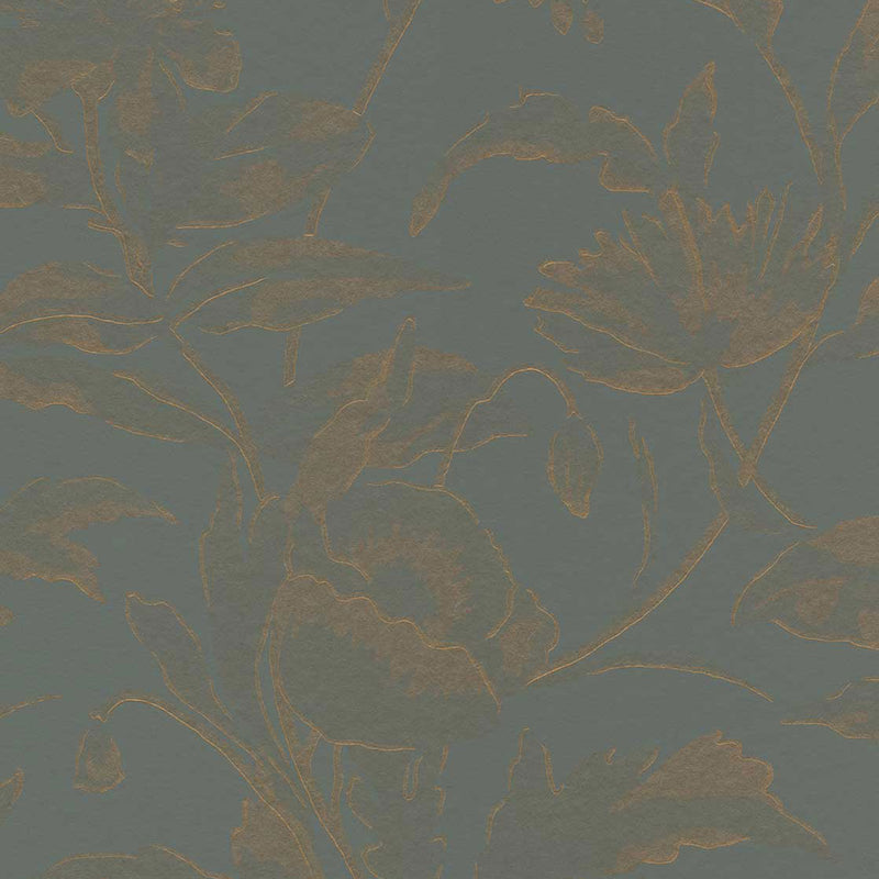 340134 Meandering Floral Blue Gilded Wallpaper by Eijffinger