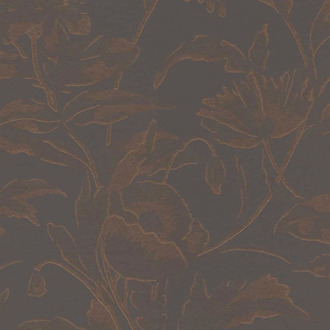 340135 Meandering Floral Brown Gilded Wallpaper by Eijffinger