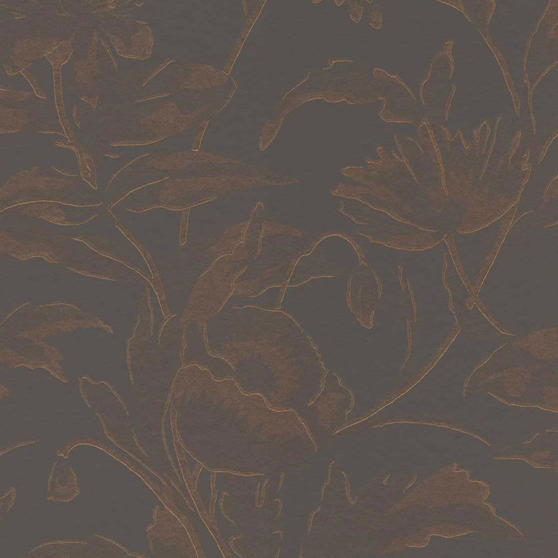 340135 Meandering Floral Brown Gilded Wallpaper by Eijffinger
