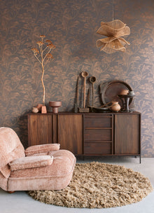 340135 Meandering Floral Brown Gilded Wallpaper by Eijffinger