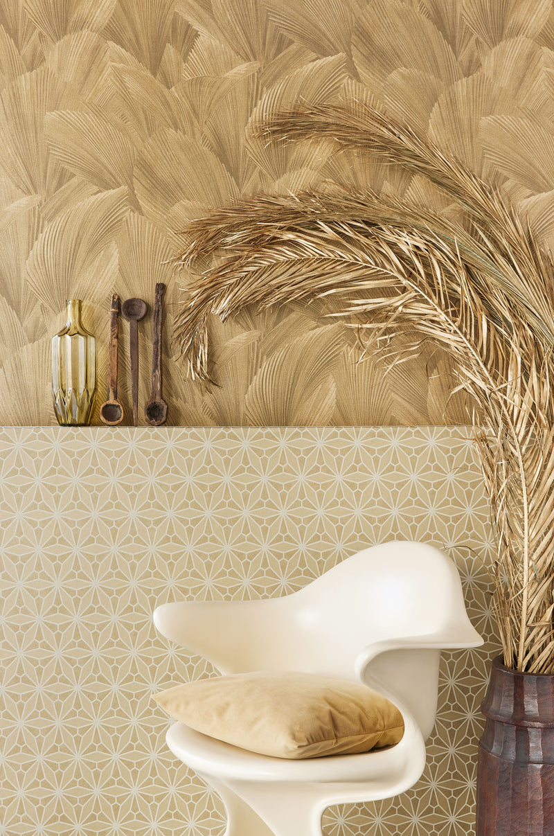 340142 Geo Floral Gold Gilded Wallpaper by Eijffinger