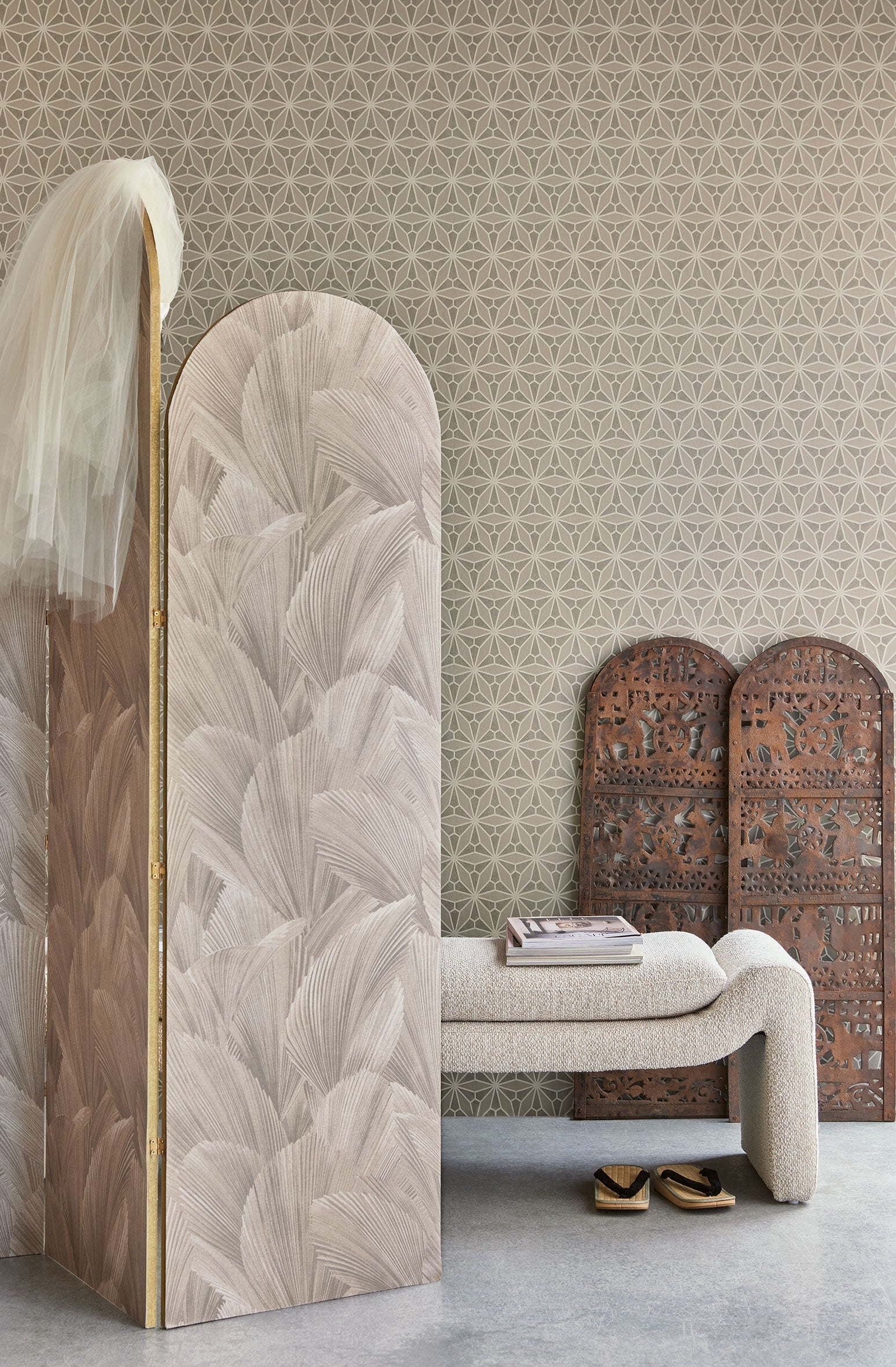 340143 Geo Floral Taupe Gilded Wallpaper by Eijffinger