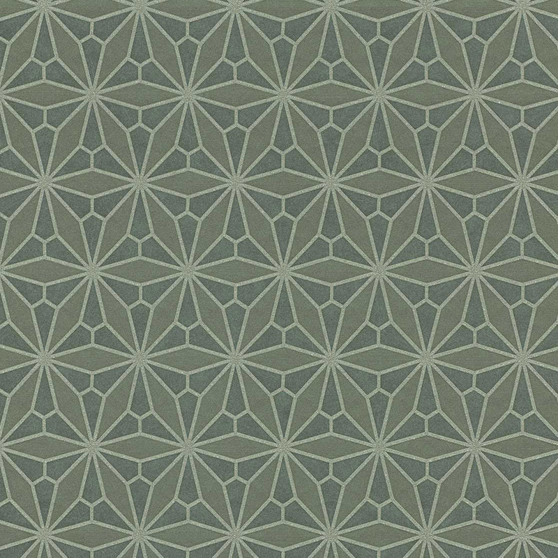 340145 Geo Floral Green Gilded Wallpaper by Eijffinger