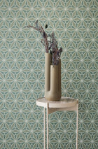 340145 Geo Floral Green Gilded Wallpaper by Eijffinger