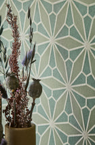 340145 Geo Floral Green Gilded Wallpaper by Eijffinger